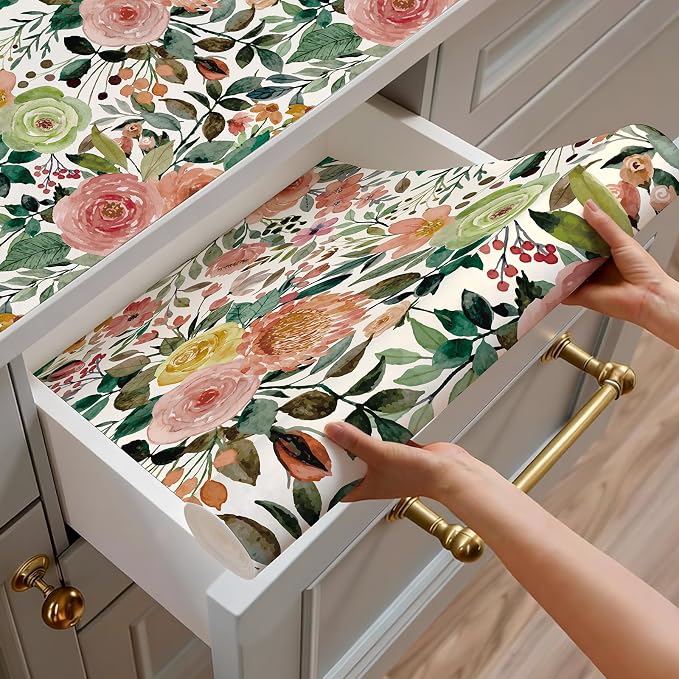 JiffDiff Floral Wallpaper Peel and Stick Removable Contact Paper Peony Roses - Image 8
