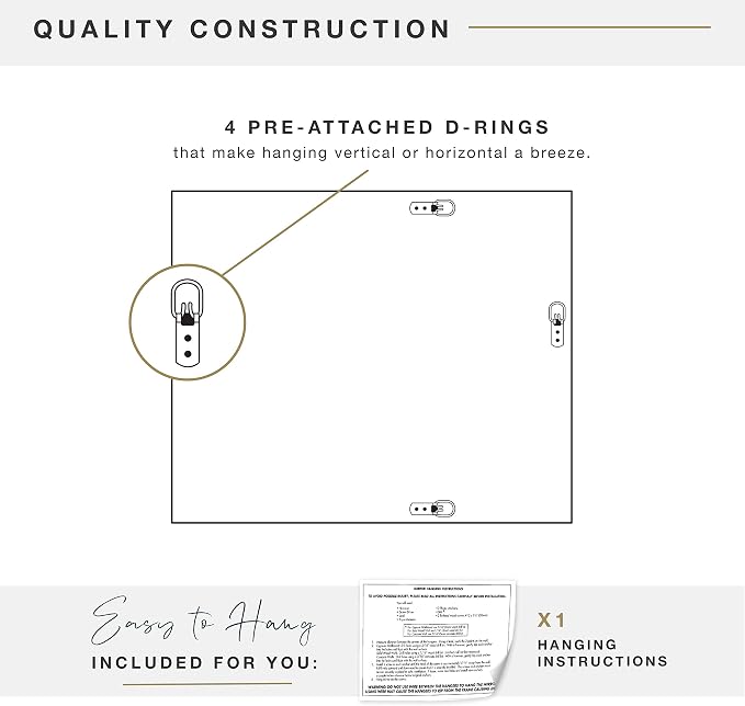 MCS Ezra 34.66x44.66 Large Wall Mirror, Vertical & Horizontal Wall Hanging - Image 4