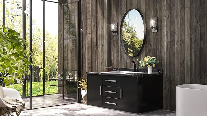 TETOTE Black Oval Bathroom Mirror, 24 x 36 Matte Black Framed Wall Mounted - Image 3