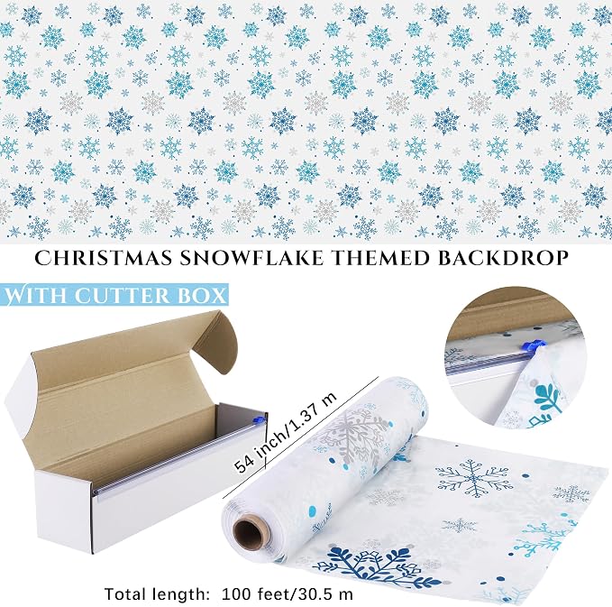 Kochorie 100 Ft x 54 Inch Christmas Snowflake Printed Tablecloth Roll - Image 2