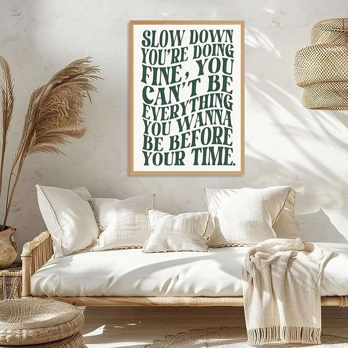 Green Wall Art Pop Music Vienna Lyrics Poster Slow Down Youre Doing Fine Canvas - Image 4