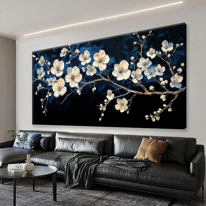 Suconvng Black Wall Art Minimalist Canvas Wall Art Decor White Flower Wall Art by Suconvng