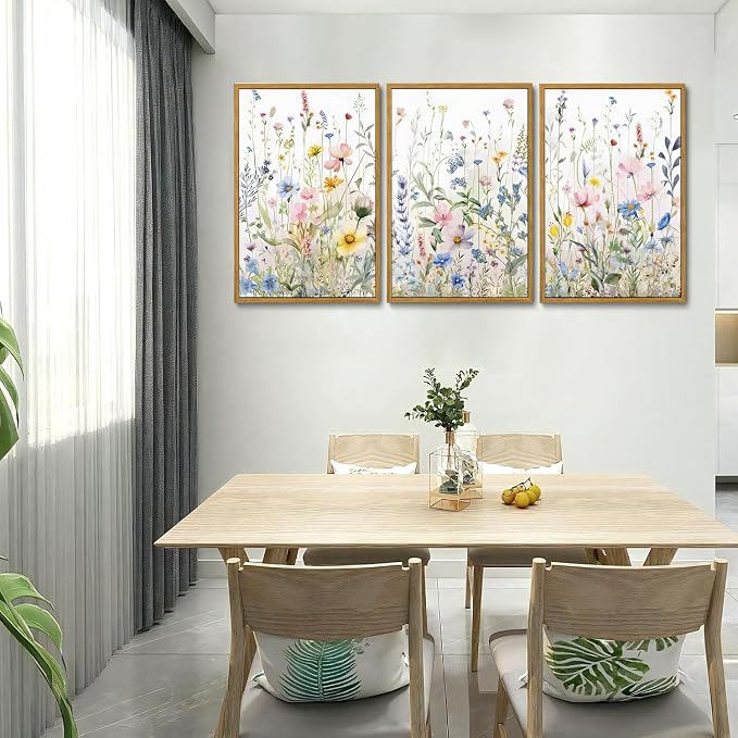 Bwodke Framed Wildflower Wall Art Watercolor Botanical Floral Colorful Canvas - Image 8