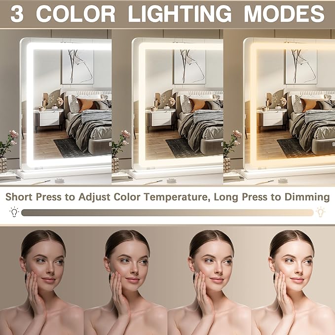 ROLOVE Vanity Mirror with Lights, LED Makeup Mirror, Touch Screen Control - Image 4