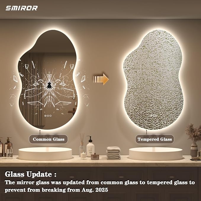 SMIROR Irregular Backlit Bathroom Mirror - Image 4