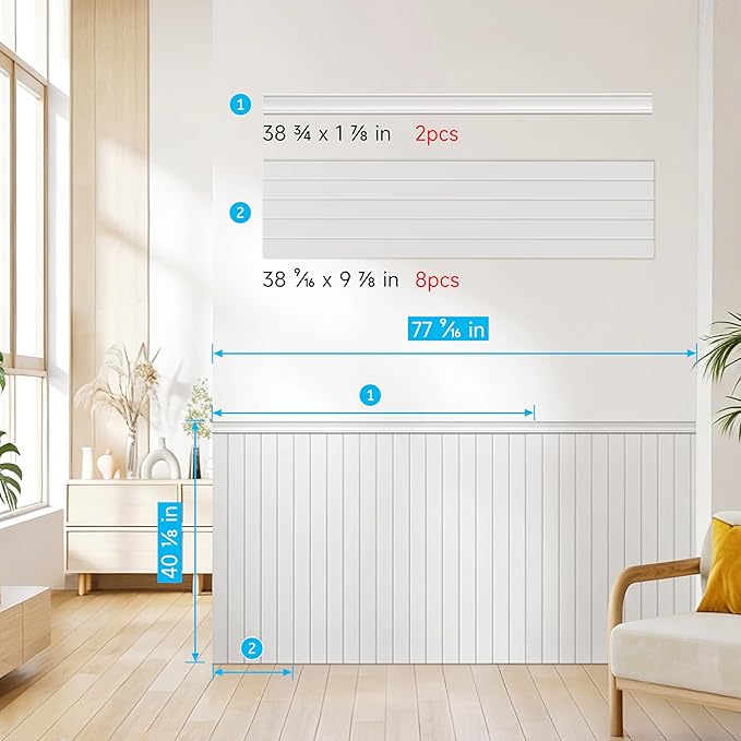 PS Wainscoting Wall Panel Kit, Paintable Waterproof PS Panels - Image 3