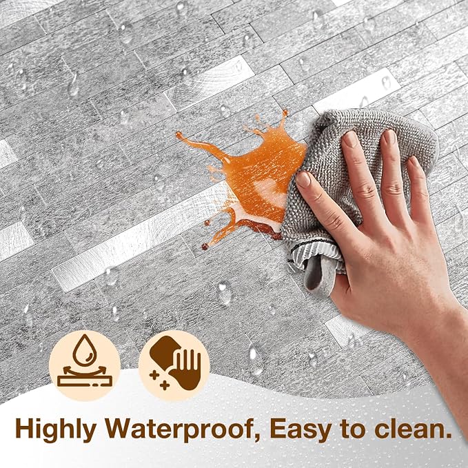 Peel and Stick Backsplash Tile Waterproof Removable PVC Wall Sticker 3D Faux - Image 4