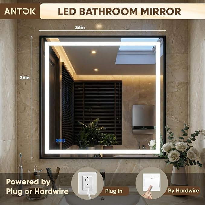 Antok 36X36 LED Bathroom Mirror - Image 6