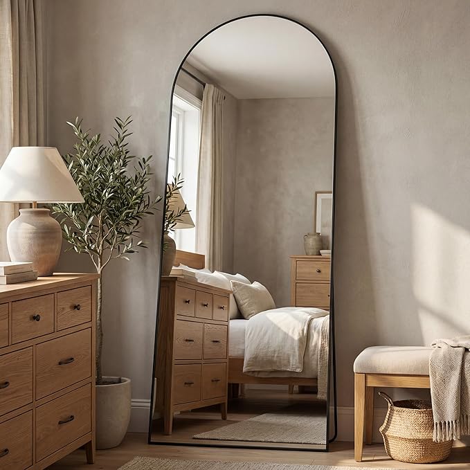 Antok 71" x28” Arched Full Length Floor Mirror, Free Standing/Wall Mount/Leaning - Image 2