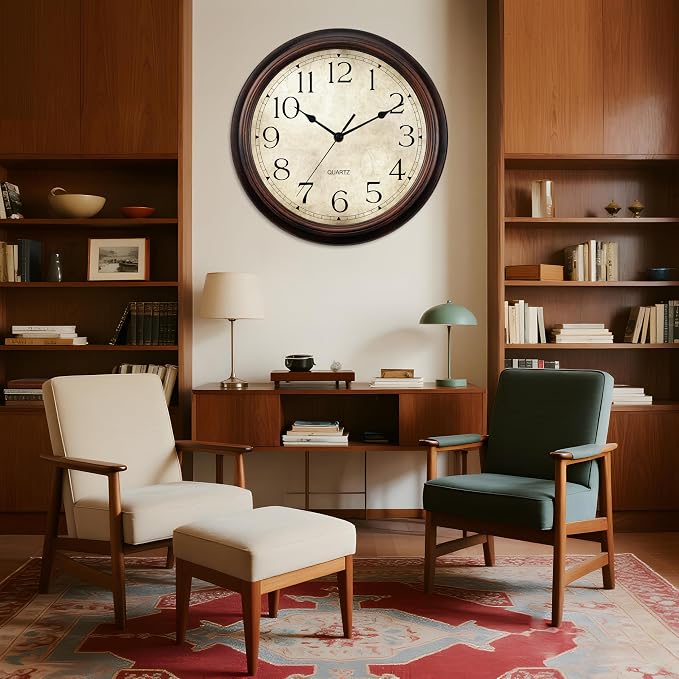 KECYET Wall Clock Battery Operated Vintage Silent Non-Ticking Analog Wall - Image 2