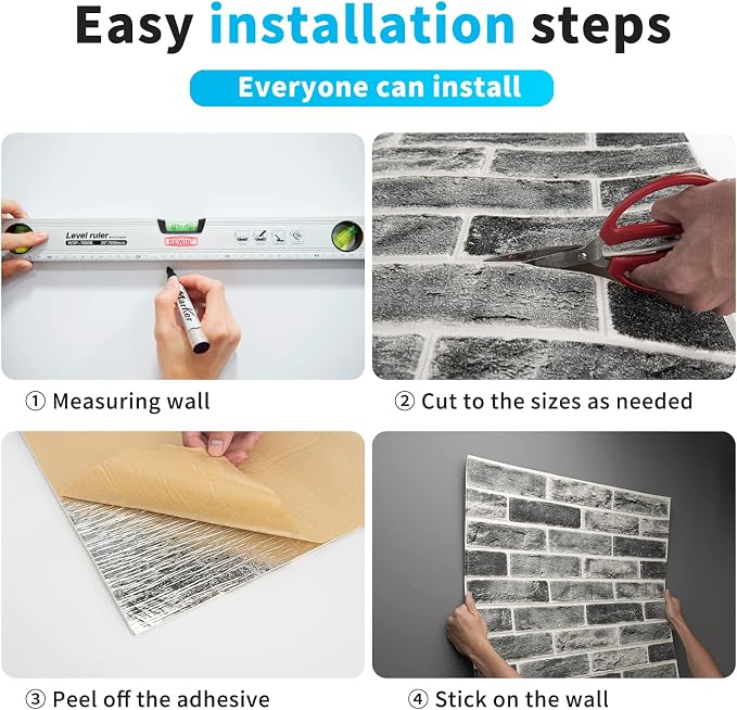Art3d 20-Pack105 Sq.Ft Faux Brick 3D Wall Panels Peel and Stick in Stone Ash - Image 6