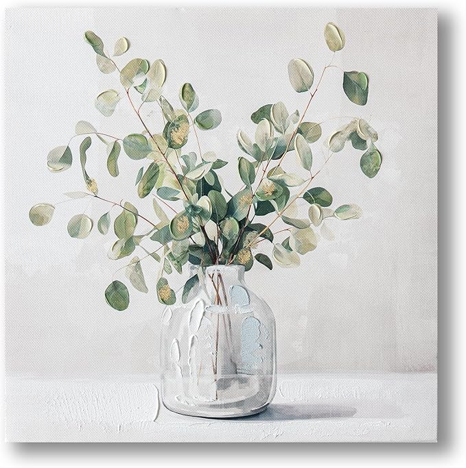 Eucalyptus Hand painted Canvas Wall Art, Eucalyptus Plant Painting Art Decor by JolyWell