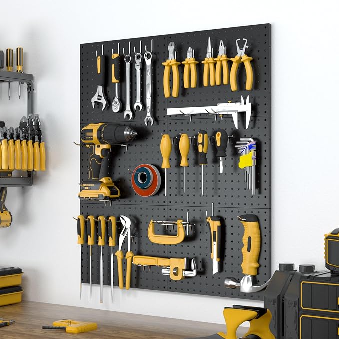 Spampur Peg Board, 6 Pack Metal Pegboard Panels Black Pegboards Wall Organizer - Image 2