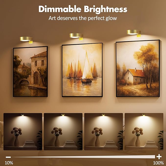 6Pcs Battery Operated Picture Light, Magnetic Led Painting Light - Image 3