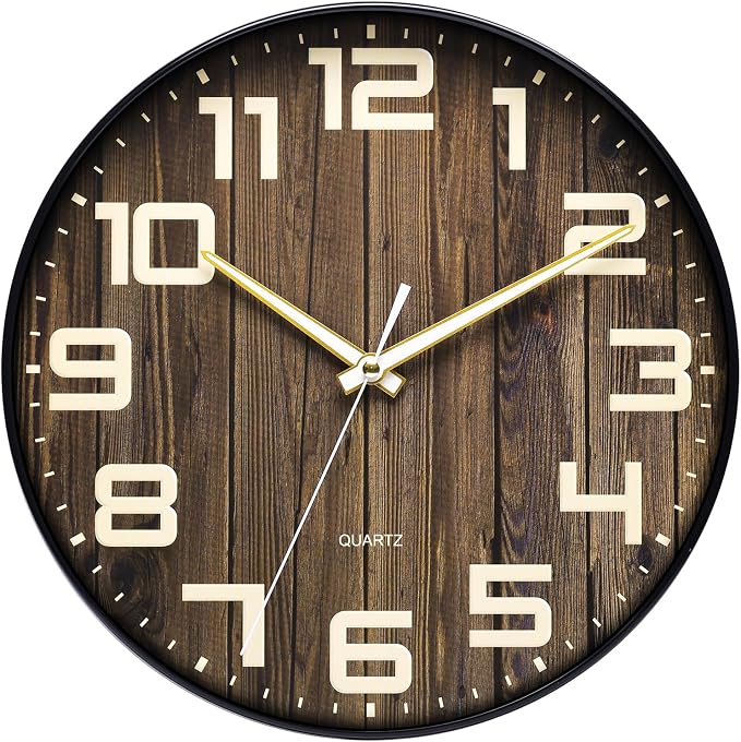 NUOVO 12Inch Wall Clock Dark Brown Number Quartz Large Decorative Silent Wall by Unknown