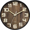 NUOVO 12Inch Wall Clock Dark Brown Number Quartz Large Decorative Silent Wall by Unknown