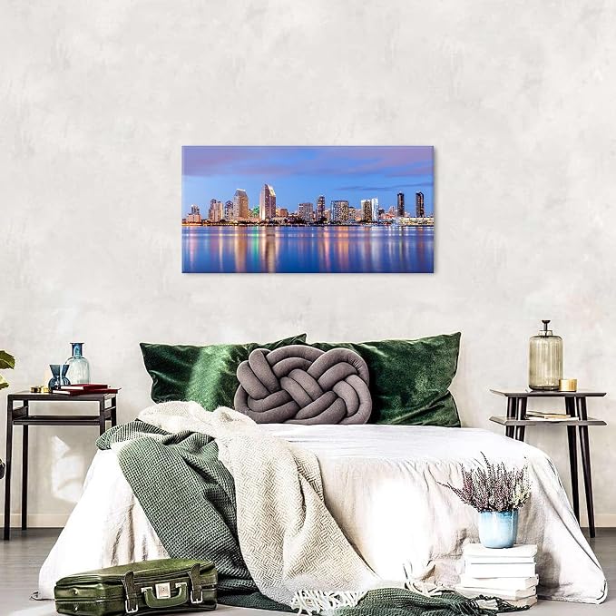 San Diego Skyline Wall Art Night View USA Cityscape Wall Decor Nature Sunset - Image 4