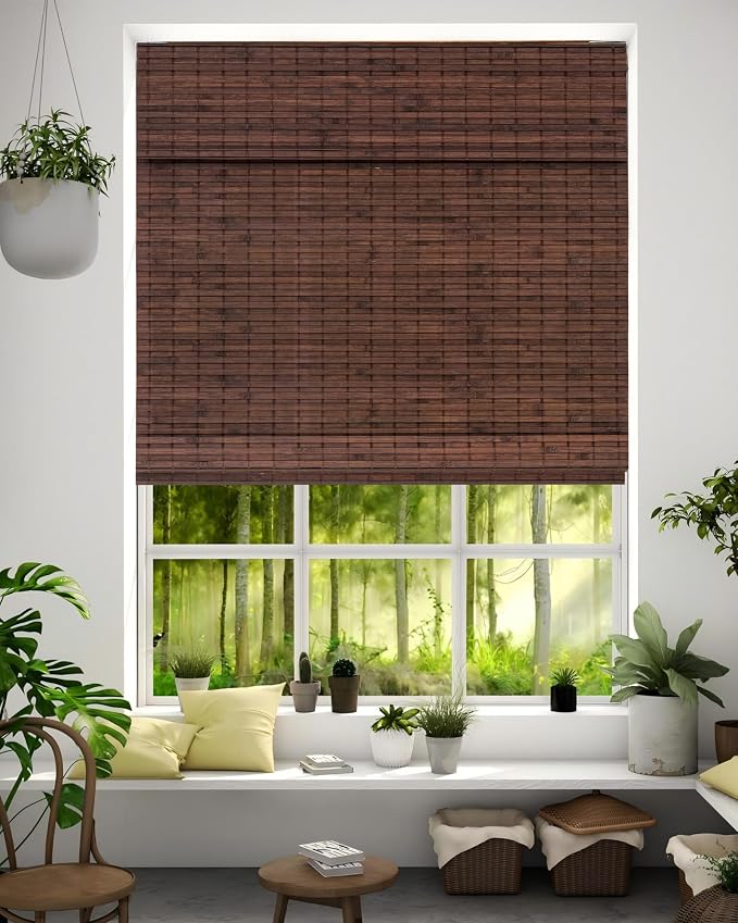 32''W X 72''H Cordless Bamboo Roman Shades by Chryeiiu
