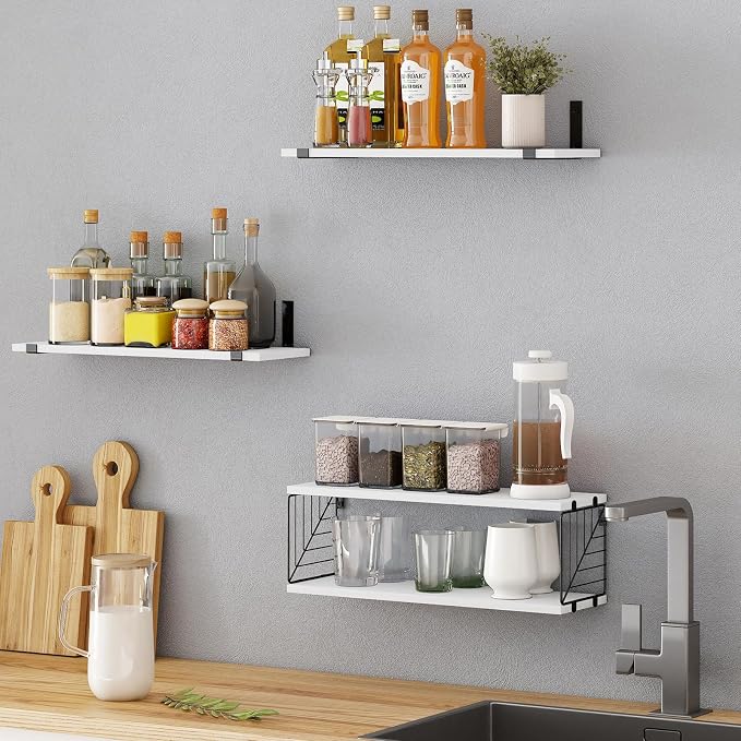 Fixwal 3+1 Tier Bathroom Floating Shelves Over Toilet, 15.8in Farmhouse Rustic - Image 7