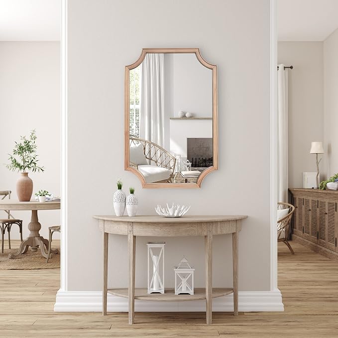 WallBeyond 24" x 36" Full Scalloped Corners Arch Rectangle Wall Mirror - Image 3