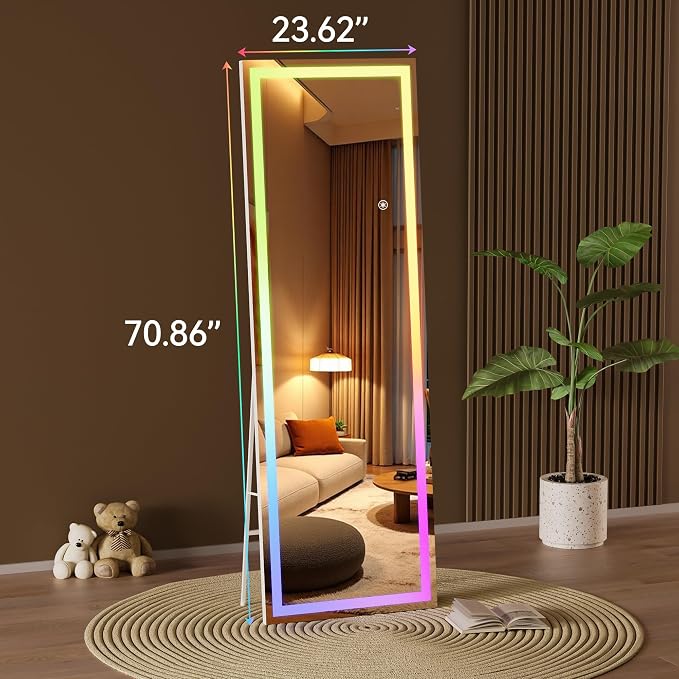 Hasipu 71"x24" LED RGB Bluetooth Full Length Mirror - Image 4