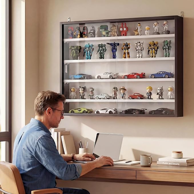 HOMCOM 5-Tier Display Cabinet, Glass Door Cabinet - Image 9