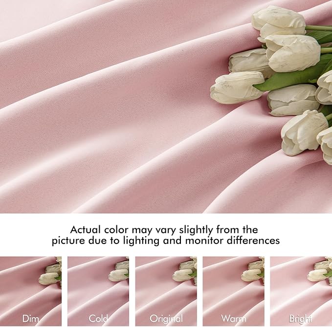 MIULEE Baby Pink Back Tab Blackout Curtains 84 Inch Length 2 Panels Set - Image 8
