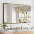 60 x 36 Gold Bathroom Mirror, Brushed Gold Beveled Bathroom Mirror, by QUEENFUN