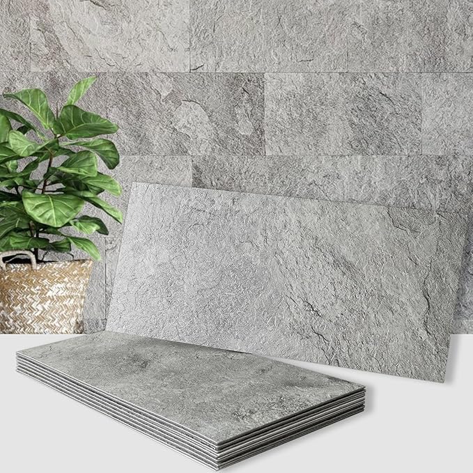 AULIGET 20-Piece Dark Slate Peel and Stick Backsplash Wall Tiles, Laundry Room by AULIGET