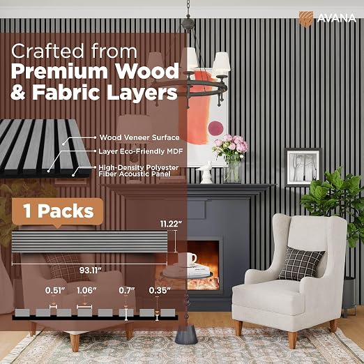 Avana Modern Acoustic Wood Wall Panels –93.2x11.25 Inch Panels – Fits 94x12 - Image 4