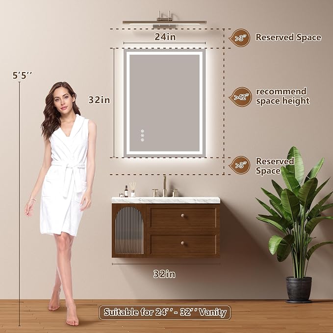 24x32 Inch LED Lighted Bathroom Mirror - Image 7