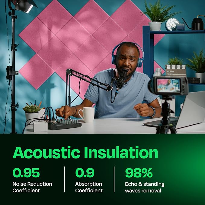 Acoustic Panels 12-Pack Soundproof Wall Panels 12"X12"X0.4" Sound Panels High - Image 3