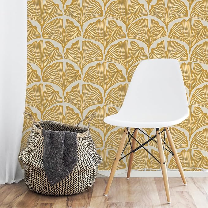 Tempaper x Novogratz Golden Mustard Feather Palm Removable Peel and Stick - Image 4