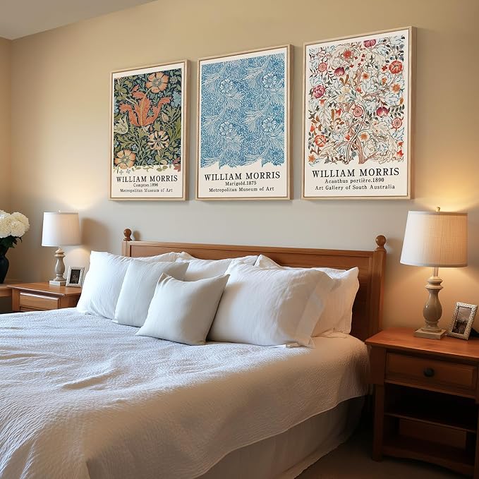 Framed William Morris Wall Art Set of 3, Large Vintage Floral Botanical Canvas - Image 4