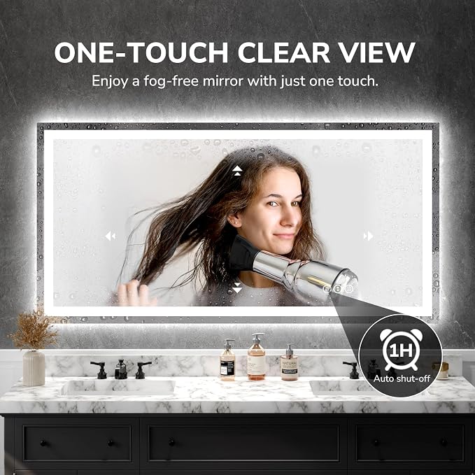 USHOWER LED Bathroom Mirror 72x36 Inch Tempered Glass - Image 2