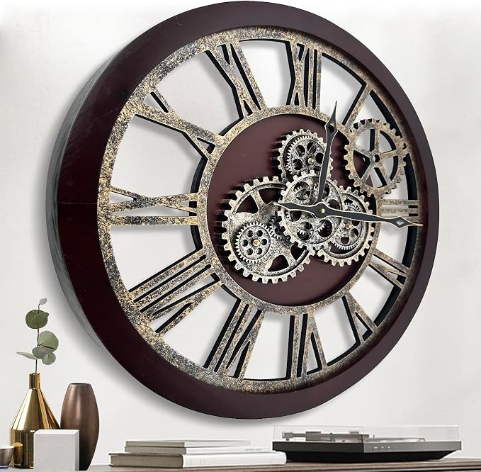 The B-Style Large Wall Clock 24 inch Moving Gear Wall Clock Oversized Vintage by TheB-StyleTB