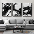 Large Framed Black and White Abstract Canvas Wall Art by Cuspin