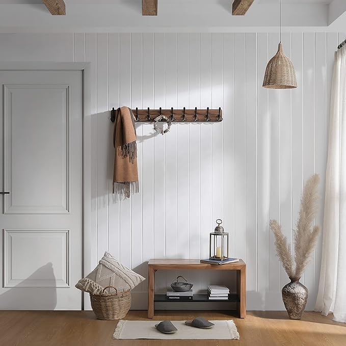 SKOLOO Rustic Large Coat Rack Wall Mount-38.6'' Long Coat Rack - Image 5