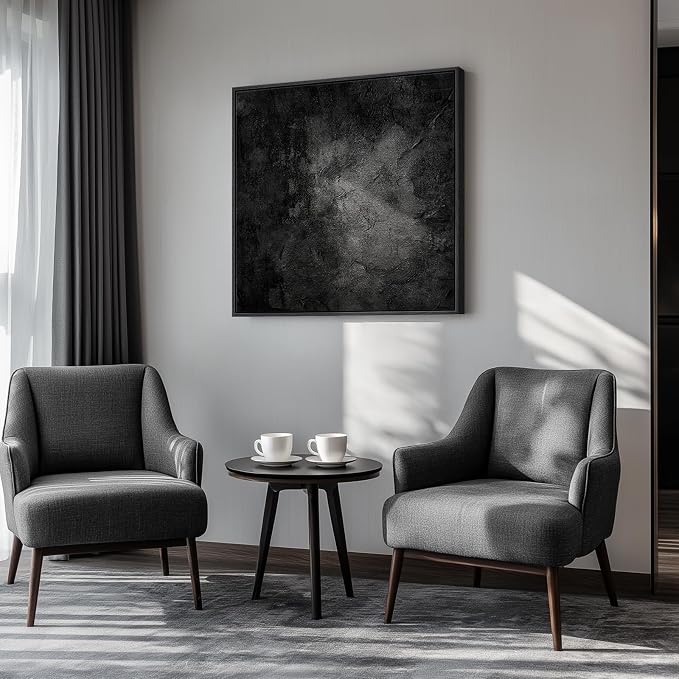 Framed Black Abstract Wall Art, Modern Canvas Prints Paintings Artwork - Image 8