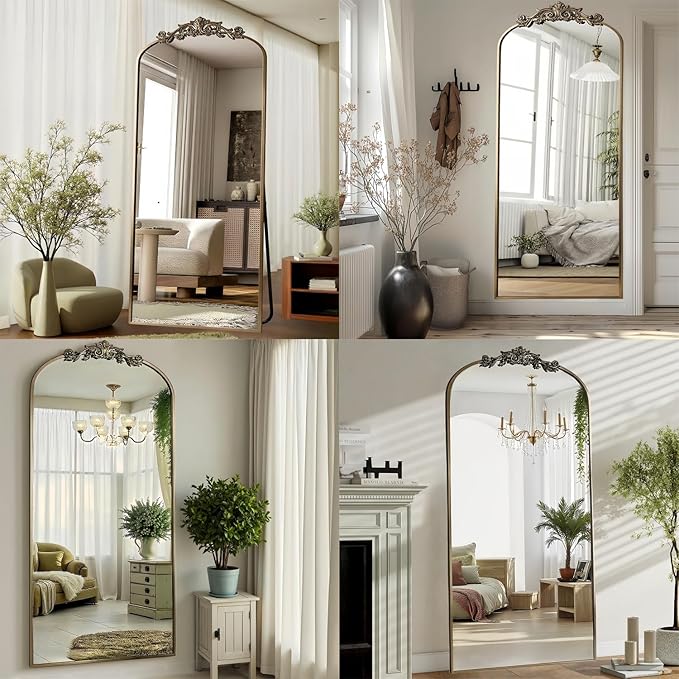 Dewfig Arched Full Length Mirror, Floor Mirror - Image 4