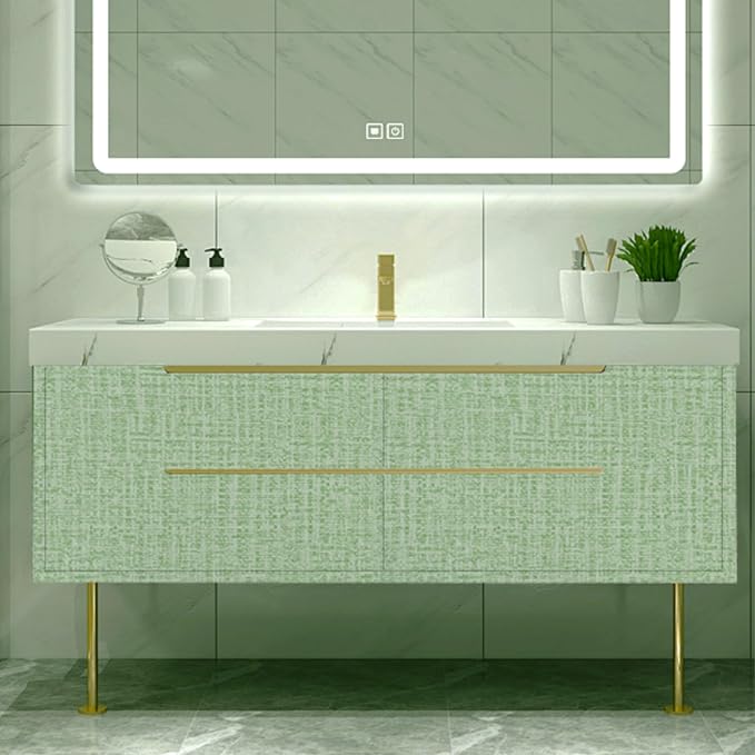 TANONE Contact Paper Peel and Stick, Grasscloth Green Wallpaper Self Adhesive - Image 7