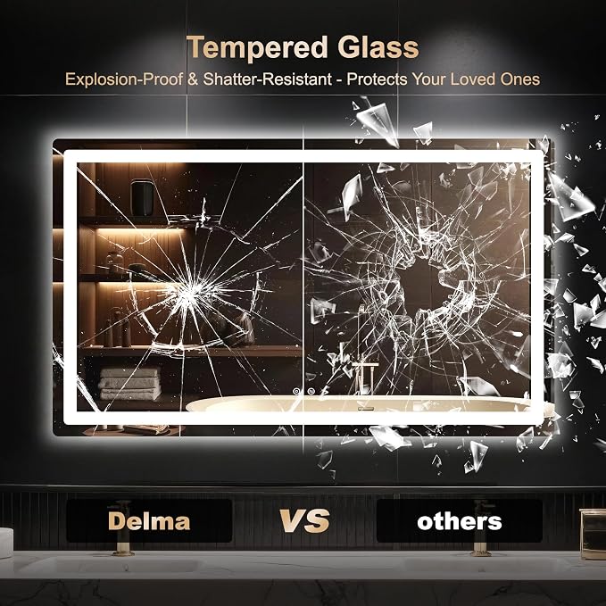 Delma LED Bathroom Mirror with Lights, 30x50 Vanity Mirror - Image 5