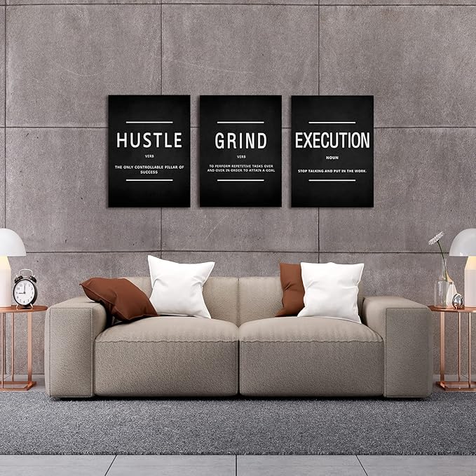 KAWAHONE Canvas Painting Wall Art, Grind Hustle Execution Motivational Wall Art - Image 4