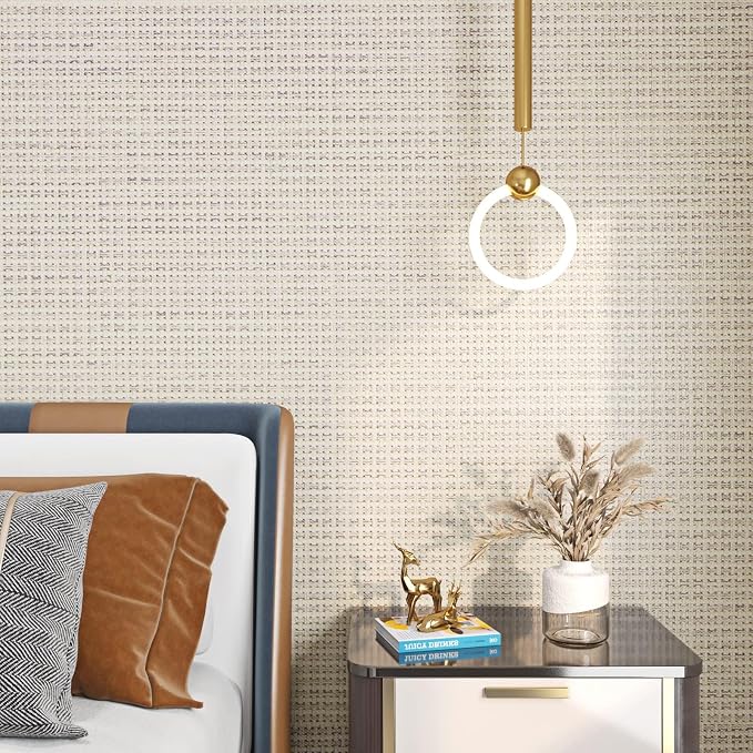 FunStick Beige Weave Grasscloth Peel and Stick Wallpaper Textured Wallpaper - Image 2