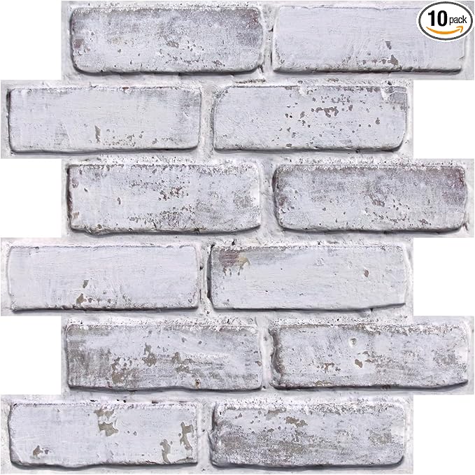 COMSTICKC 3D Faux Brick Wall Panel Peel and Stick, Small Size, Ultra-Light PVC by COMSTICKCDECOR