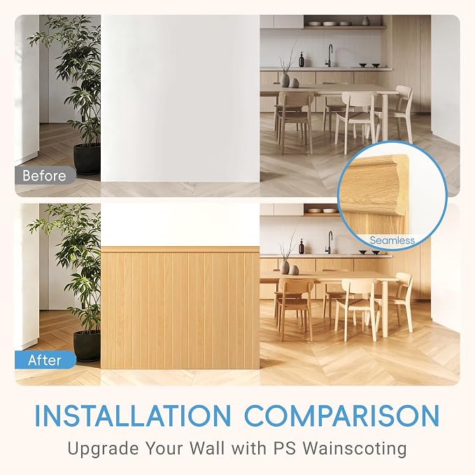 PS Wainscoting Wall Panel Kit, Paintable Waterproof PS Panels - Image 2