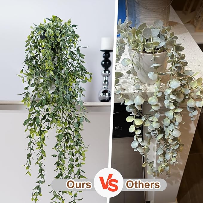 Artificial Hanging Plant 2 Pcs Faux Plant Ivy Vine Faux Eucalyptus Vines Fake - Image 3