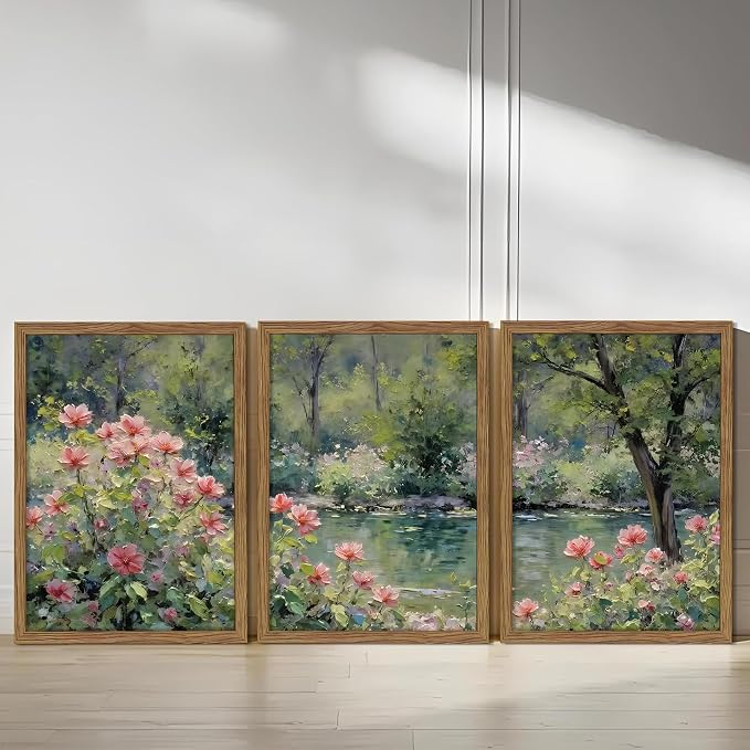 Framed Monet Wall Art Set of 3, Impressionist Botanical Floral Canvas Wall Decor - Image 6