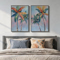 Framed Coastal Colorful Palm Tree Wall Art Bedroom, Pop Art Paintings Prints by Cuspin