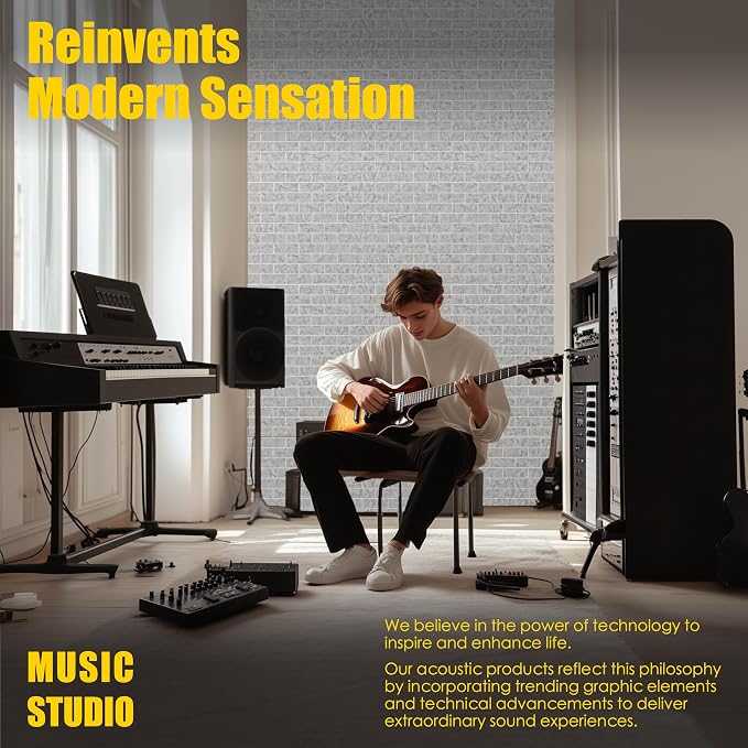 6-Pack Acoustic Panels, 6-Piece 24" X 24" High Density Sound Absorbing Panels - Image 2